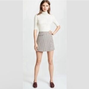 Theory Women's Snap Mini Skirt Fremont Plaid Wool Blend Size 6 Preppy Academia